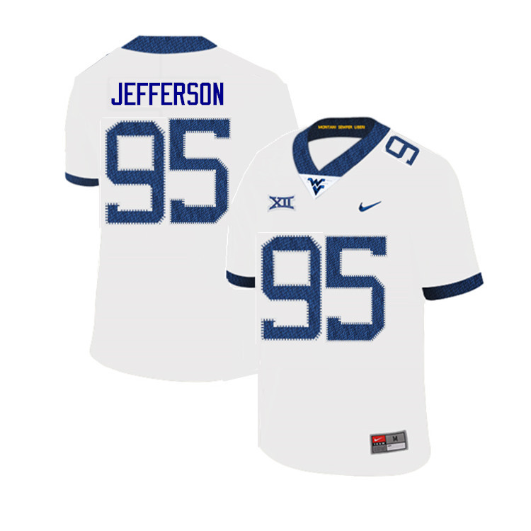NCAA Men's Jordan Jefferson West Virginia Mountaineers White #95 Nike Stitched Football College 2019 Authentic Jersey KT23E72KF